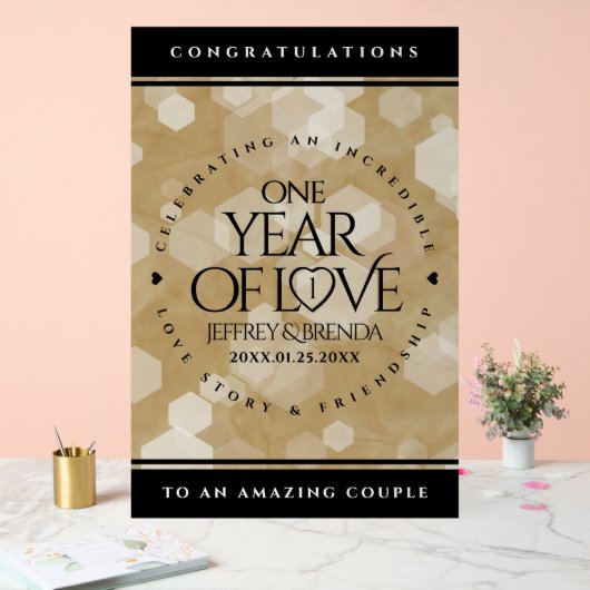 Elegant 1st Paper Wedding Jubileum Celebration Acryl Bord (Huwelijk)