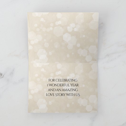 Elegant 1st Paper Wedding Jubileum Celebration Bedankkaart (Binnen)