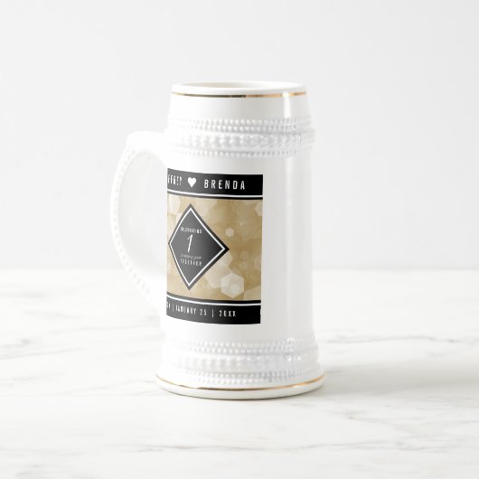 Elegant 1st Paper Wedding Jubileum Celebration Bierpul (Voorkant links)