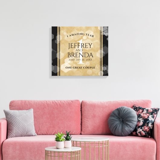 Elegant 1st Paper Wedding Jubileum Celebration Canvas Afdruk (Insitu (Woonkamer))