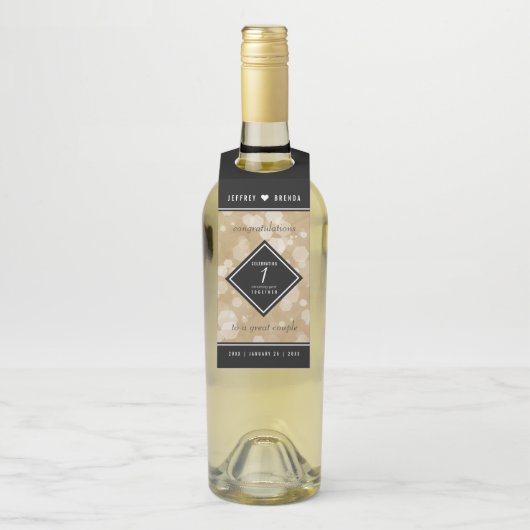 Elegant 1st Paper Wedding Jubileum Celebration Flessenhanger (Op fles)