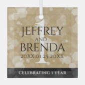 Elegant 1st Paper Wedding Jubileum Celebration Glas Ornament (Voorkant)