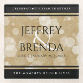 Elegant 1st Paper Wedding Jubileum Celebration Glazen Onderzetter (Voorkant)