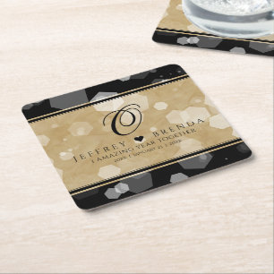 Elegant 1st Paper Wedding Jubileum Celebration Kartonnen Onderzetters