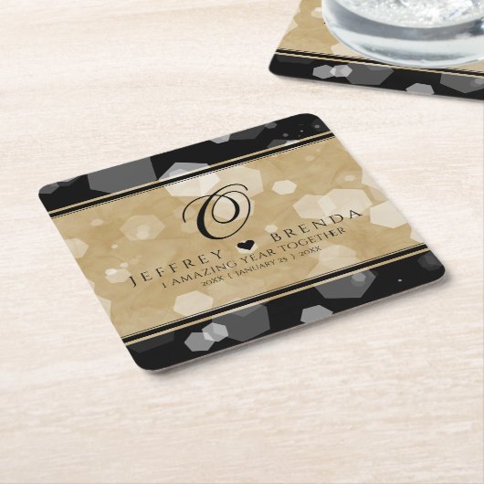 Elegant 1st Paper Wedding Jubileum Celebration Kartonnen Onderzetters (Schuin)