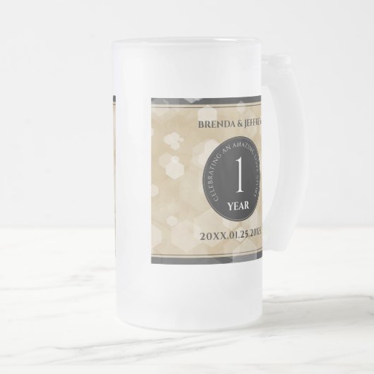 Elegant 1st Paper Wedding Jubileum Celebration Matglas Bierpul (Voorkant rechts)