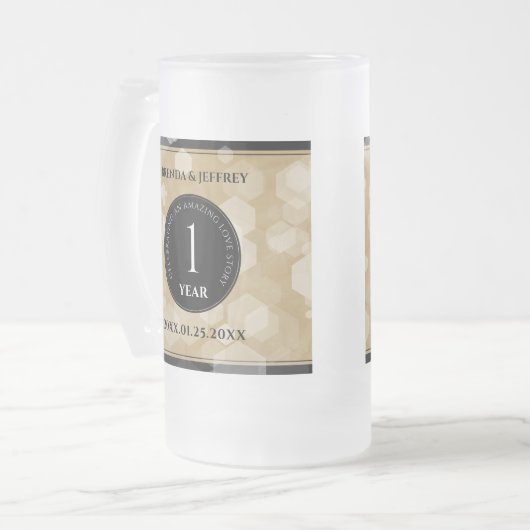 Elegant 1st Paper Wedding Jubileum Celebration Matglas Bierpul (Voorkant links)