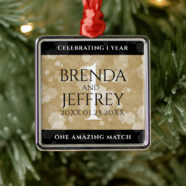 Elegant 1st Paper Wedding Jubileum Celebration Metalen Ornament