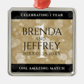 Elegant 1st Paper Wedding Jubileum Celebration Metalen Ornament (Voorkant)