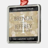 Elegant 1st Paper Wedding Jubileum Celebration Metalen Ornament (Links)