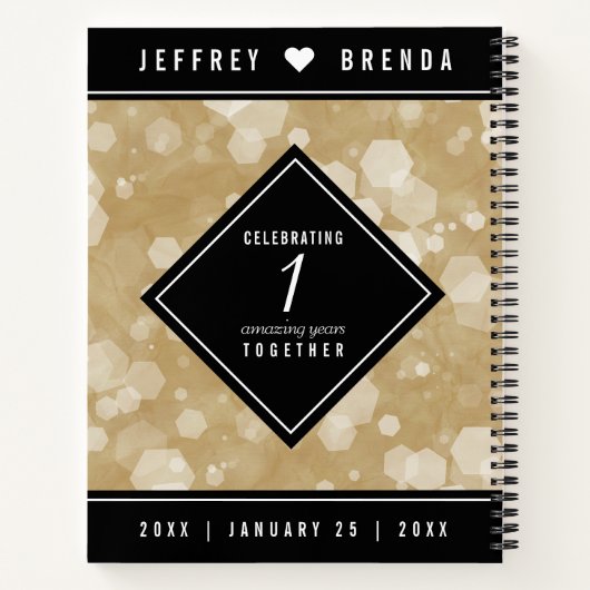 Elegant 1st Paper Wedding Jubileum Celebration Notitieboek (Achterkant)