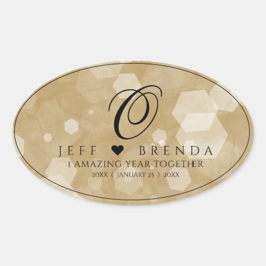 Elegant 1st Paper Wedding Jubileum Celebration Ovale Sticker (Voorkant)