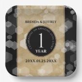 Elegant 1st Paper Wedding Jubileum Celebration Papieren Bordje (Voorkant)