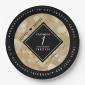 Elegant 1st Paper Wedding Jubileum Celebration Papieren Bordje (Voorkant)