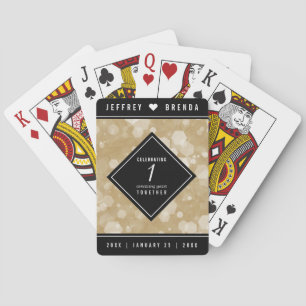 Elegant 1st Paper Wedding Jubileum Celebration Pokerkaarten