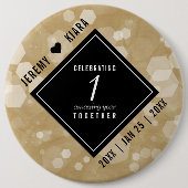 Elegant 1st Paper Wedding Jubileum Celebration Ronde Button 6,0 Cm (Voorkant)