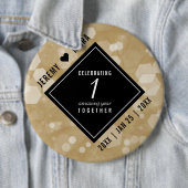 Elegant 1st Paper Wedding Jubileum Celebration Ronde Button 6,0 Cm (In situ)