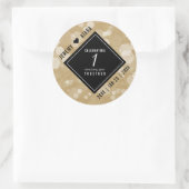 Elegant 1st Paper Wedding Jubileum Celebration Ronde Sticker (Tas)