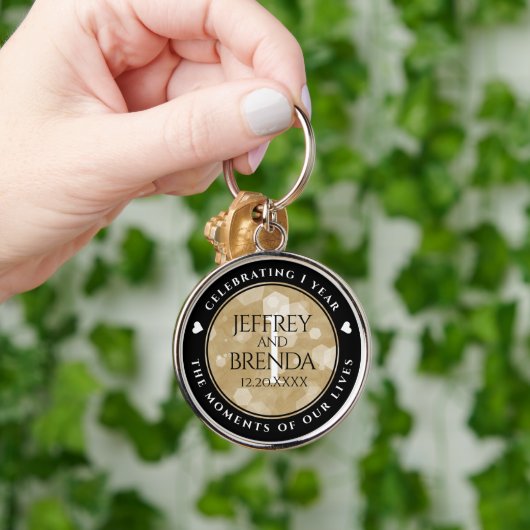 Elegant 1st Paper Wedding Jubileum Celebration Sleutelhanger (Hand)