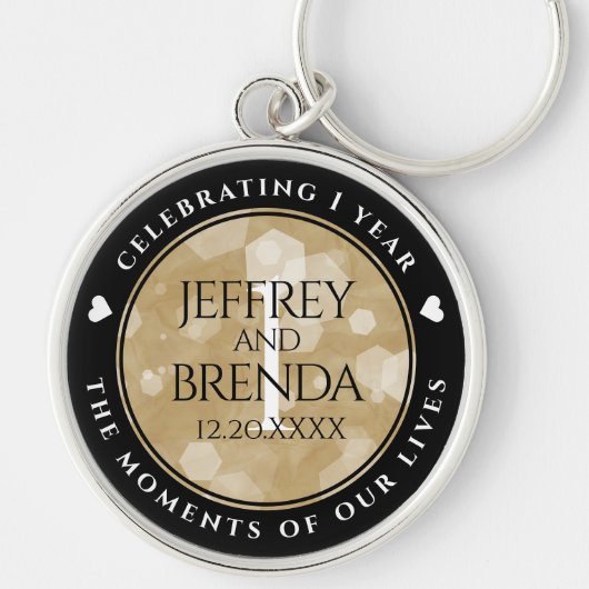 Elegant 1st Paper Wedding Jubileum Celebration Sleutelhanger (Voorkant)