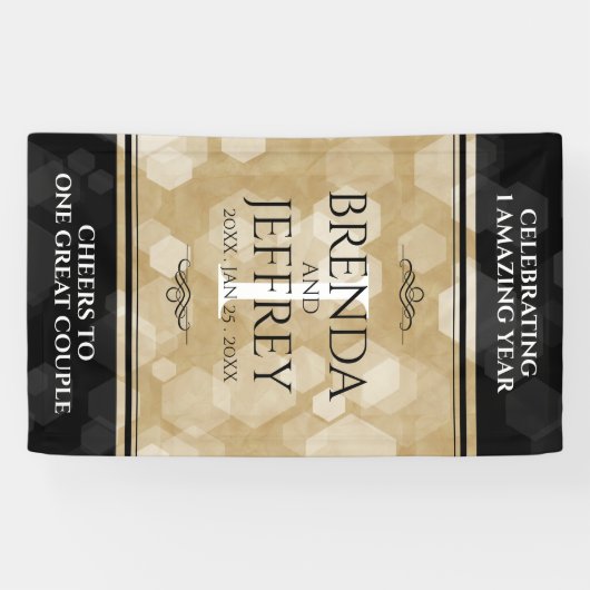 Elegant 1st Paper Wedding Jubileum Celebration Spandoek (Horizontaal)