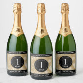 Elegant 1st Paper Wedding Jubileum Celebration Sparkling Wijnetiket (Flessen)
