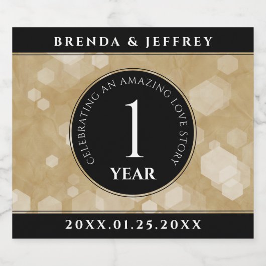 Elegant 1st Paper Wedding Jubileum Celebration Sparkling Wijnetiket (Enkel label)