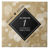 Elegant 1st Paper Wedding Jubileum Celebration Tegeltje (Voorkant)