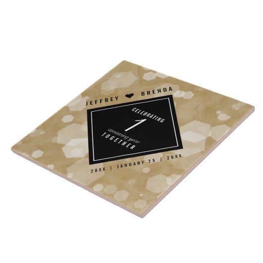 Elegant 1st Paper Wedding Jubileum Celebration Tegeltje (Zijkant)