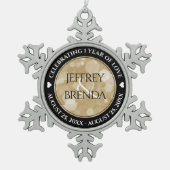 Elegant 1st Paper Wedding Jubileum Celebration Tin Sneeuwvlok Ornament (Voorkant)