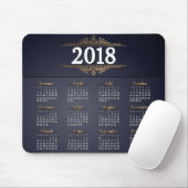 Elegant 2018 Gold en Blue Calendar | Mousepad Muismat (Met muis)