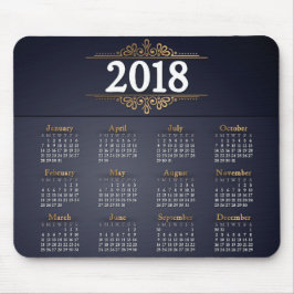 Elegant 2018 Gold en Blue Calendar | Mousepad Muismat