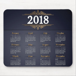 Elegant 2018 Gold en Blue Calendar   Mousepad Muismat