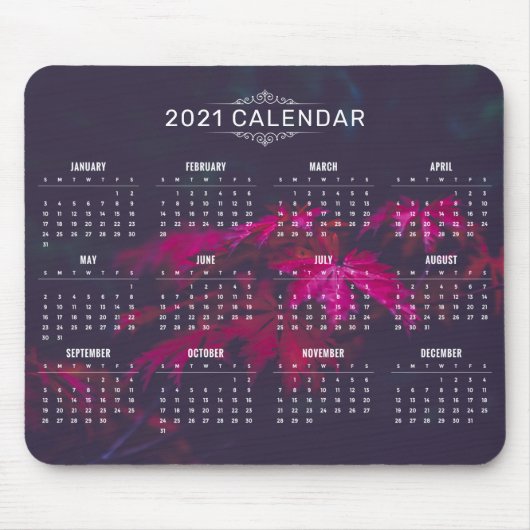 Elegant 2021-kalender voor tapijten | Mousepad Muismat (Voorkant)