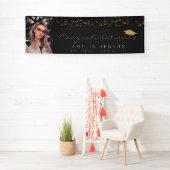 Elegant 2022 Black Gold Confetti Afstuderen Foto Spandoek (Insitu)