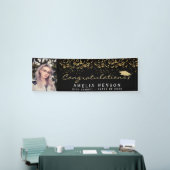 Elegant 2022 Black Gold Confetti Afstuderen Foto Spandoek (Beurs)