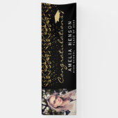Elegant 2022 Black Gold Confetti Afstuderen Foto Spandoek (Verticaal)