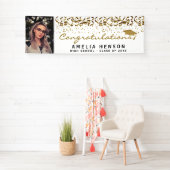 Elegant 2022 Gold Confetti Afstuderen Foto Spandoek (Insitu)