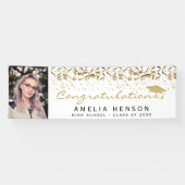 Elegant 2022 Gold Confetti Afstuderen Foto Spandoek (Horizontaal)