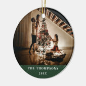 Elegant 2023 Family Photo Minimalist Donkergroen Keramisch Ornament (Links)