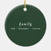 Elegant 2023 Family Photo Minimalist Donkergroen Keramisch Ornament (Achterkant)