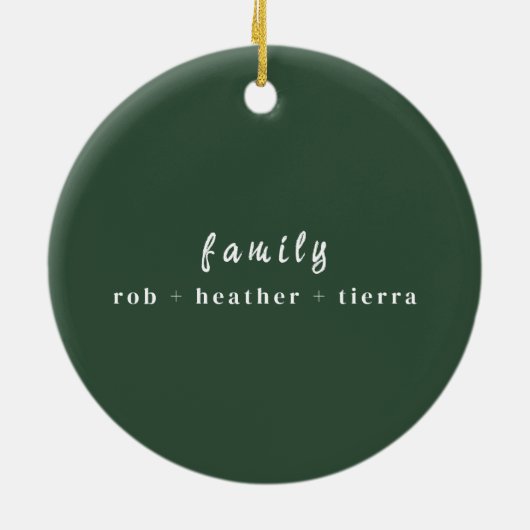 Elegant 2023 Family Photo Minimalist Donkergroen Keramisch Ornament (Achterkant)