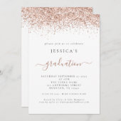 Elegant 2024 Afstuderen Roos Gouden Glitter Kaart (Voorkant / Achterkant)