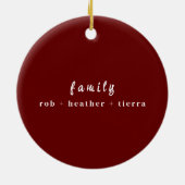 Elegant 2024 Family Photo Minimalist Donkerrood Keramisch Ornament (Achterkant)