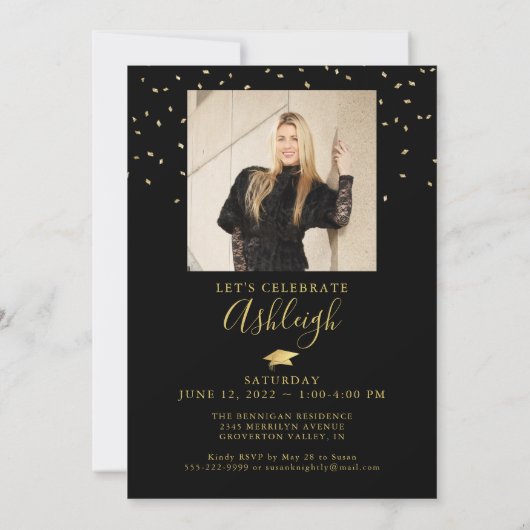 Elegant 2024 Faux Metallic Gold Script 2 foto's Kaart (Achterkant)