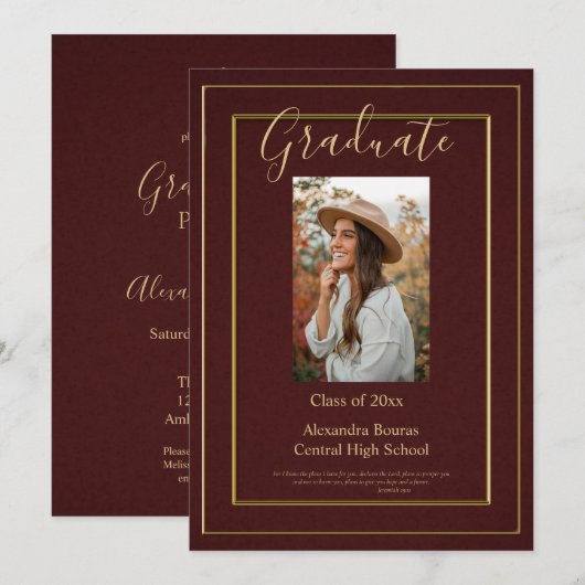 Elegant 2025 Afstudeerfeest Orthodoxe Uitnodiging (Voorkant / Achterkant)