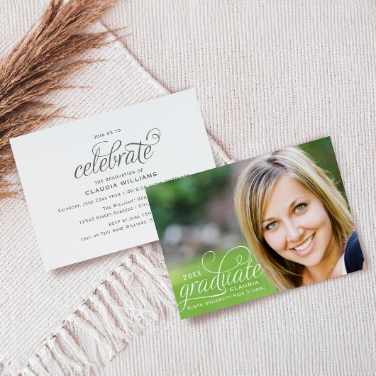 Elegant 2025 Afstuderen in Script Photo Afstuderen Kaart