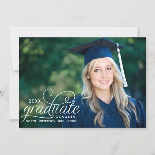 Elegant 2025 Afstuderen in Script Photo Afstuderen Kaart (Voorkant)