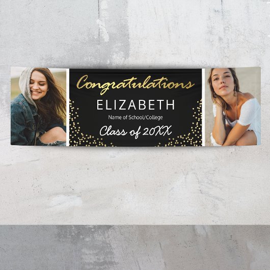 Elegant 2025 Twee Afstuderen fotobanner Spandoek