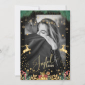 Elegant 2025 vrolijk rood en goud vrolijk kerstfee feestdagenkaart (Voorkant)